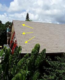 Stainless steel shingle brackets highlighted by yellow arrows