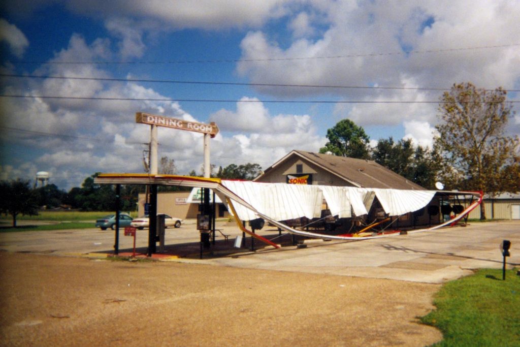 A damaged Sonic® on Highway 90