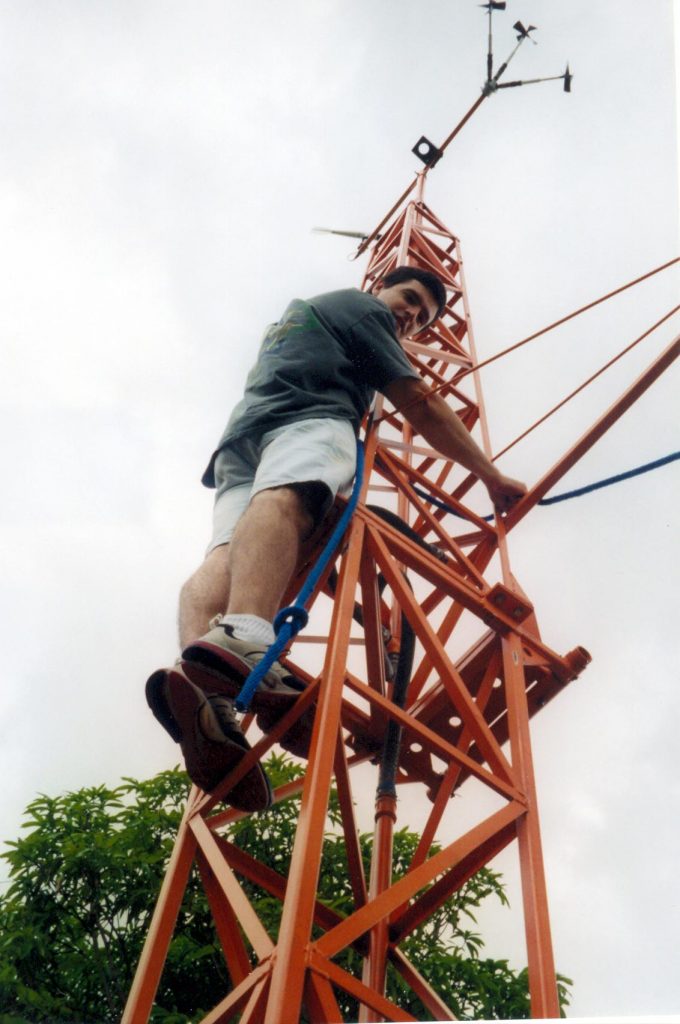 Kurt climbing up the tower