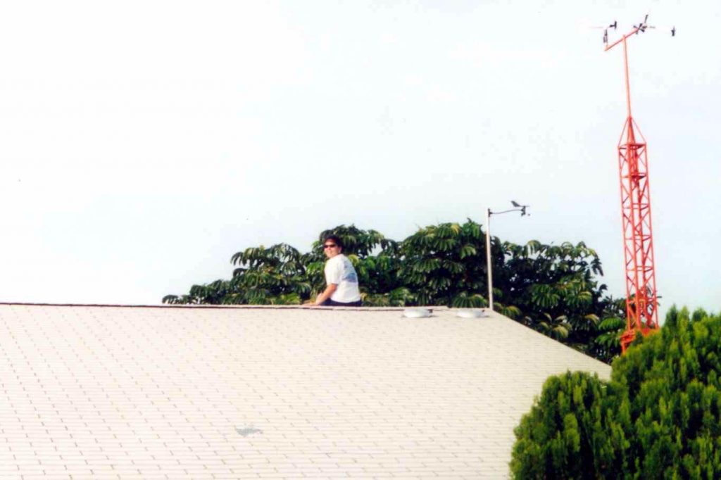 Desiree Cuenca on the roof next to Tower 3's deployment